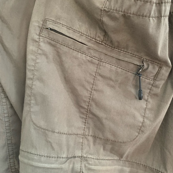 Eddie Bauer Olive Green Convertible Hiking Cargo Pants Roll Up Leg Drawstring - Picture 8 of 8